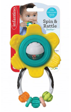 Infantino Yellow Spin & Rattle Teether