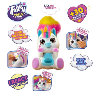 Eolo Furry Tails Electronic Unicorn Plush