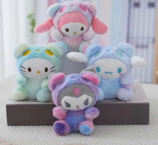 Anime Sanrio Plush Toys Kawaii Cinnamon Dog Keychain Pendant For Bag Stuffed Soft Doll For Kids Gift New Year Gift Toys For Kids